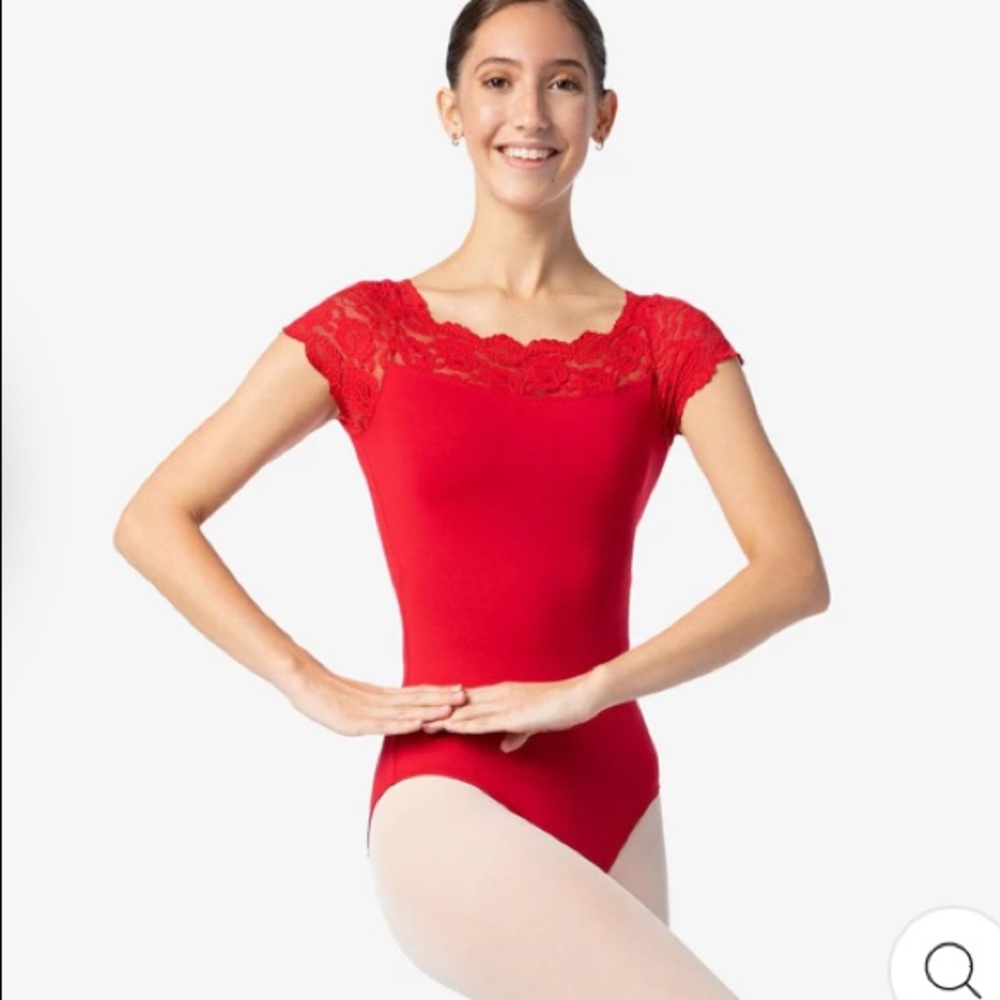 So Danca ~ Matilda Leotard ~ Lace Cap Sleeve Scalloped Neckline ~ Adult Small 4